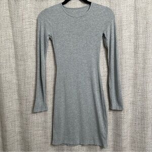 NVGTN Long Sleeve Ribbed Knit Bodycon Mini Dress Heather Grey Light Gray Medium